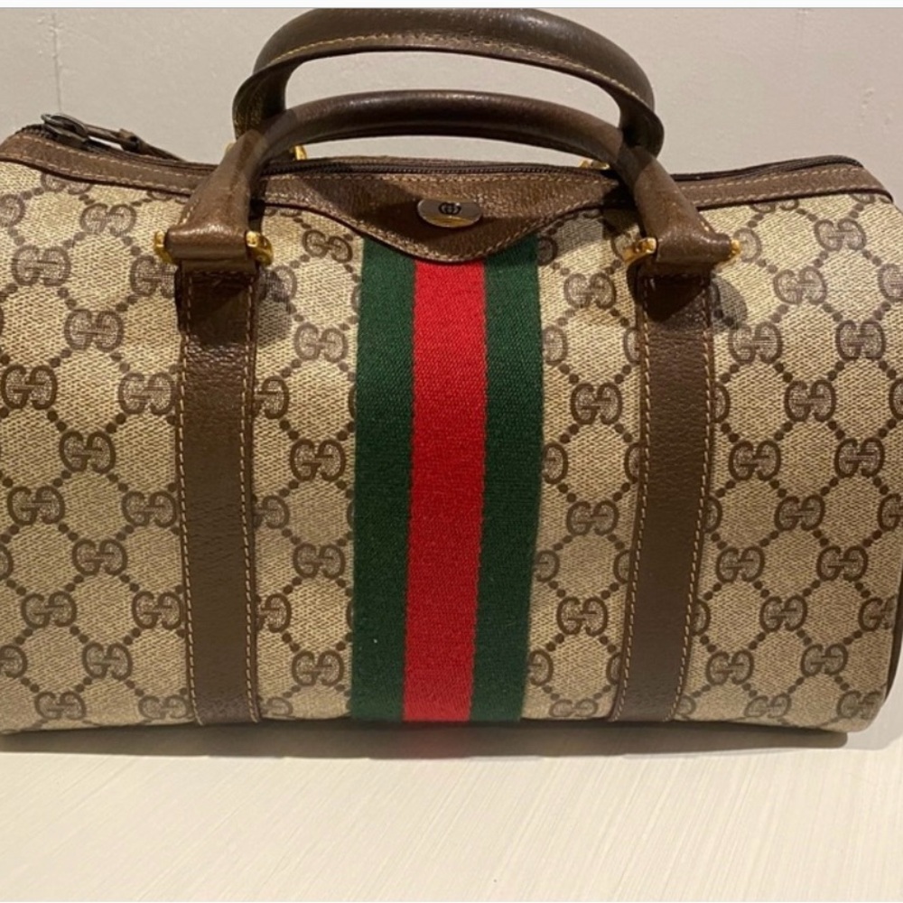 Gucci Brown and Green Satchel Handbag  with Signature Webbing 🌷👜🌷 - Picture 2 of 12
